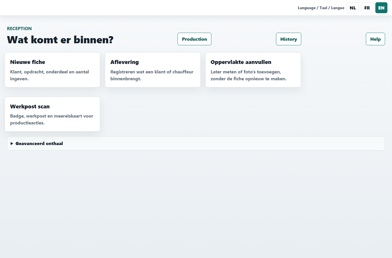 Onthaalwizard met stappen Details, Oppervlakte, Route en Fiche